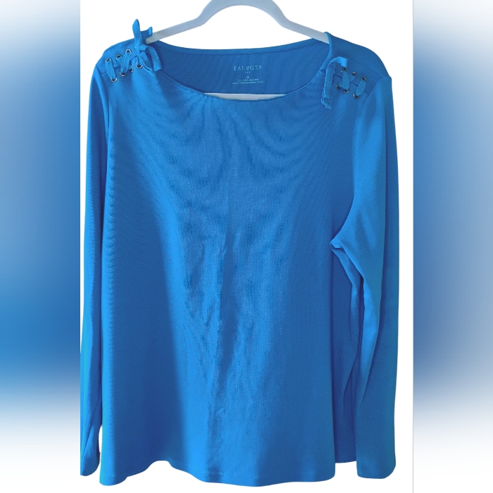 Talbots Azure Long Sleeve Women's Top With Shoulder Ties Sz Xl